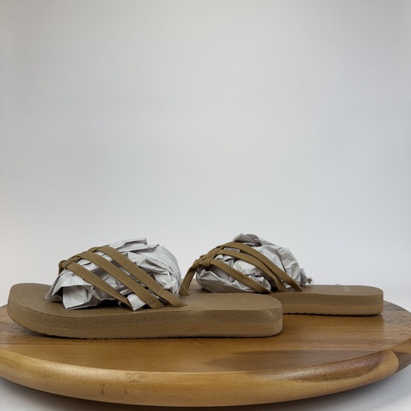 New Womens Sanuk Yoga Sandy II Foam Basket‎ Weave Strapped Brown Sandal Size 7 - Picture 1 of 9